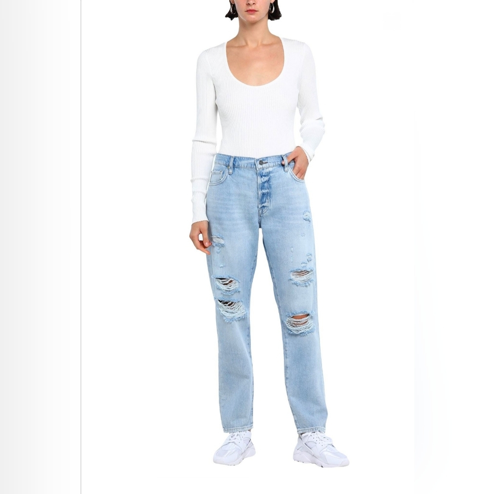 Frame Womens Distressed Light Wash Denim Boyfriend Jeans Le Original Size 26